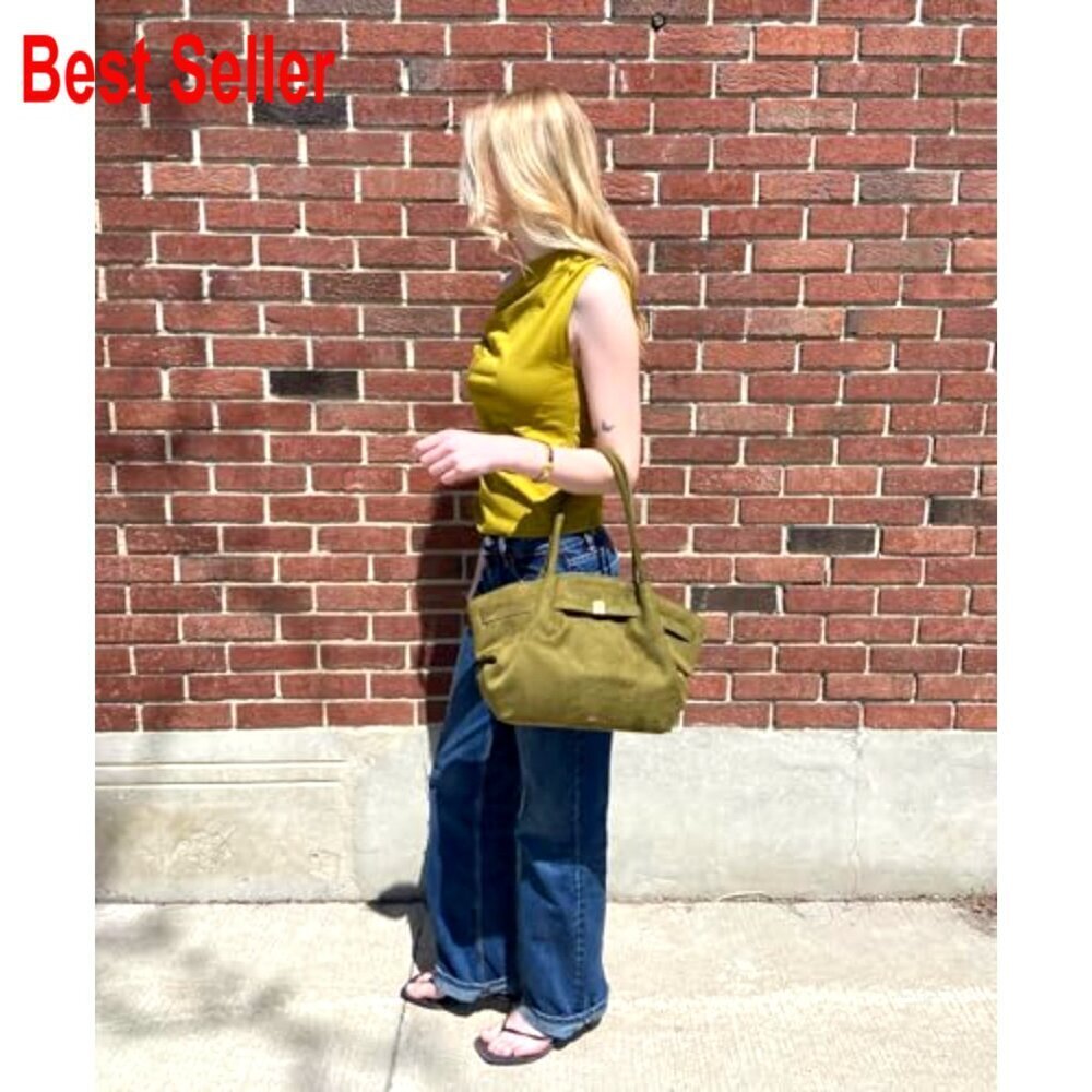 Faux Suede Medium Tote Bag with Magnetic Closure - Picture 3 of 7